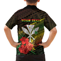 Personalized Hawaii Born and Raised Family Matching Off Shoulder Short Dress and Hawaiian Shirt Kanaka Maoli Flag Day