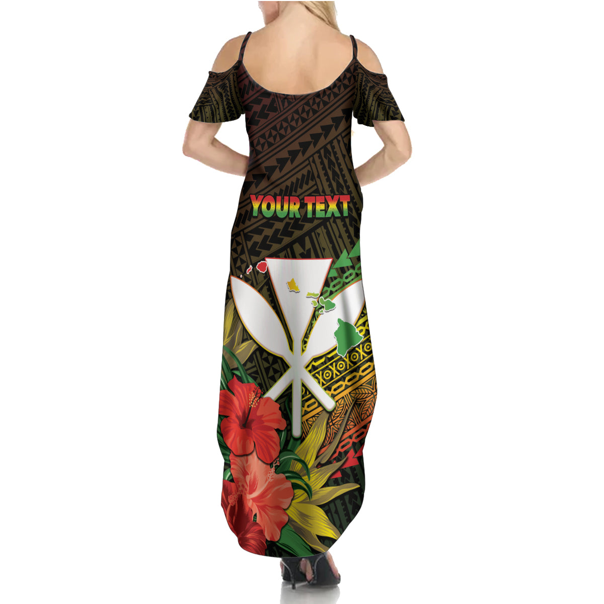 Personalized Hawaii Born and Raised Family Matching Summer Maxi Dress and Hawaiian Shirt Kanaka Maoli Flag Day