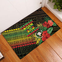 Hawaii Born and Raised Rubber Doormat Kanaka Maoli Flag Day
