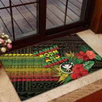Hawaii Born and Raised Rubber Doormat Kanaka Maoli Flag Day