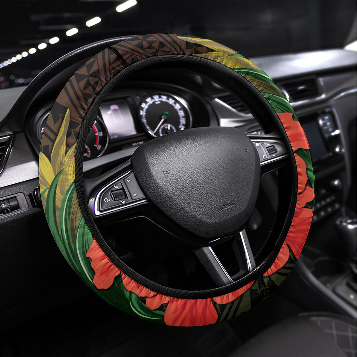 Hawaii Born and Raised Steering Wheel Cover Kanaka Maoli Flag Day