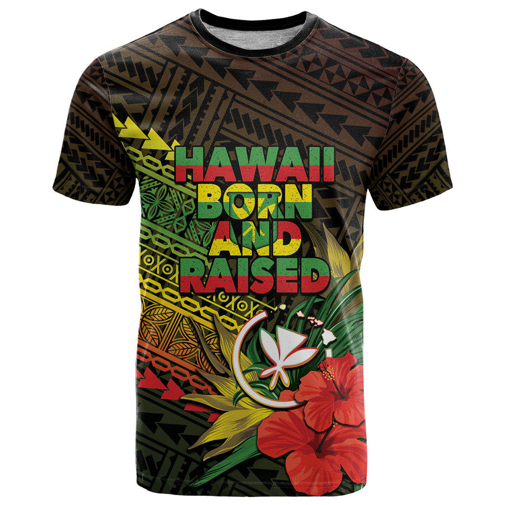 Personalized Hawaii Born and Raised T Shirt Kanaka Maoli Flag Day