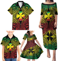 Personalised Wallis and Futuna Territory Day Family Matching Puletasi and Hawaiian Shirt Polynesian Pattern Simple Style