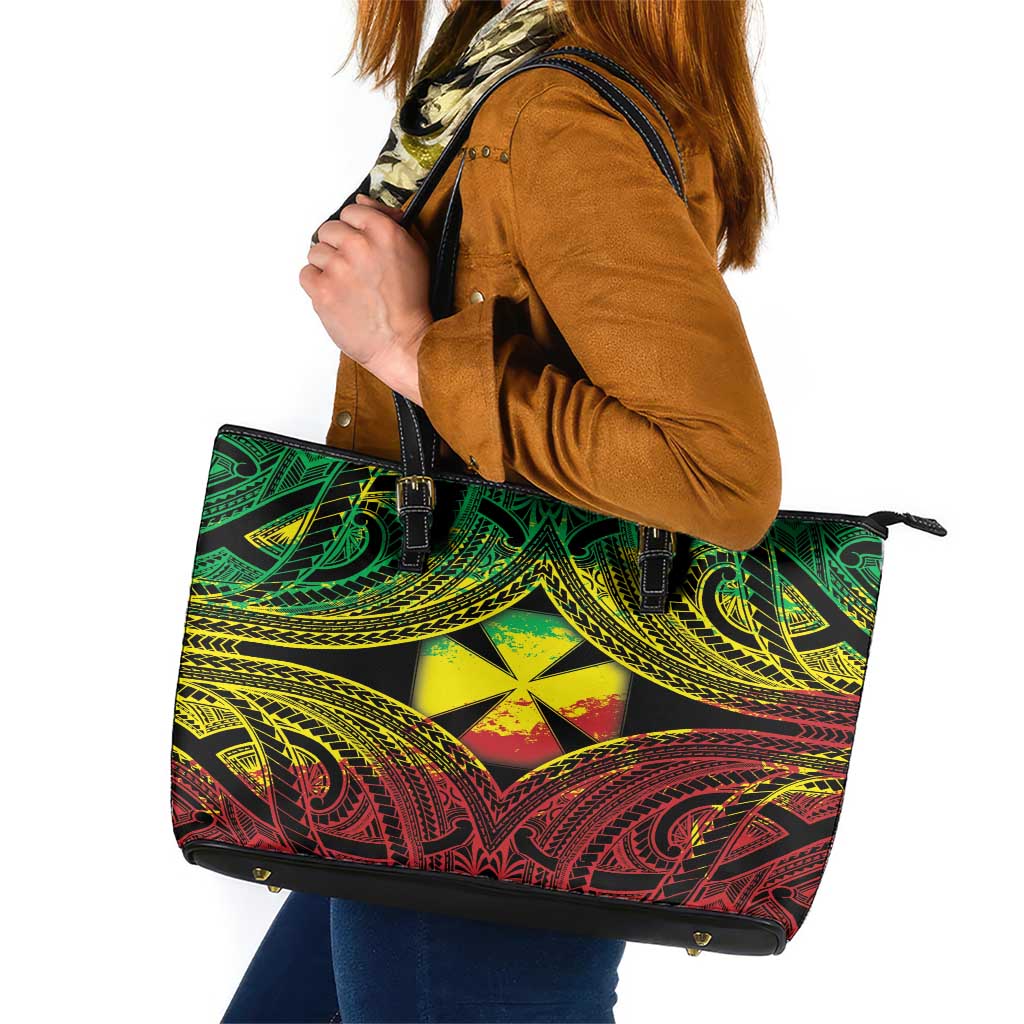 Wallis and Futuna Territory Day Leather Tote Bag Polynesian Pattern Simple Style