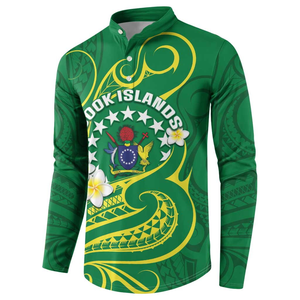 Cook Islands Happy Constitution Day Button Sweatshirt Pattern Tribal Art