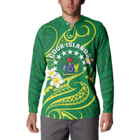 Cook Islands Happy Constitution Day Button Sweatshirt Pattern Tribal Art