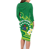 Cook Islands Happy Constitution Day Family Matching Long Sleeve Bodycon Dress and Hawaiian Shirt Pattern Tribal Art