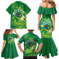 Cook Islands Happy Constitution Day Family Matching Mermaid Dress and Hawaiian Shirt Pattern Tribal Art