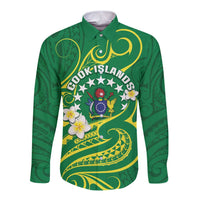Cook Islands Happy Constitution Day Long Sleeve Button Shirt Pattern Tribal Art