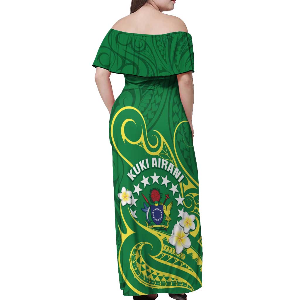 Cook Islands Happy Constitution Day Off Shoulder Maxi Dress Pattern Tribal Art