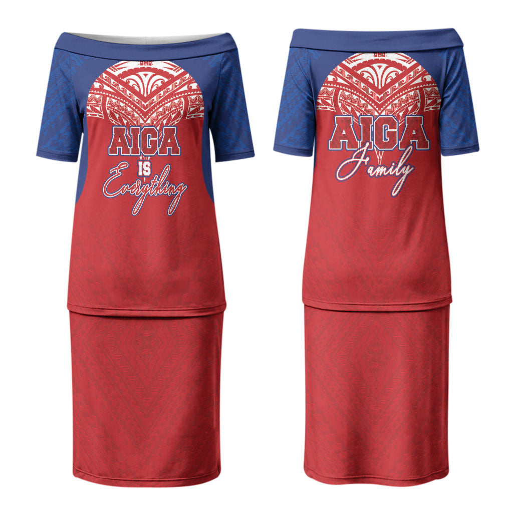 Aiga Samoa Couples Matching Puletasi and Long Sleeve Button Shirt Aiga Is Everything LT05 - Polynesian Pride