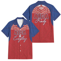 Aiga Samoa Family Matching Off The Shoulder Long Sleeve Dress and Hawaiian Shirt Aiga Is Everything LT05 Dad's Shirt - Short Sleeve Red - Polynesian Pride