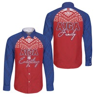 Aiga Samoa Family Matching Short Sleeve Bodycon Dress and Hawaiian Shirt Aiga Is Everything LT05 Dad's Shirt - Long Sleeve Red - Polynesian Pride
