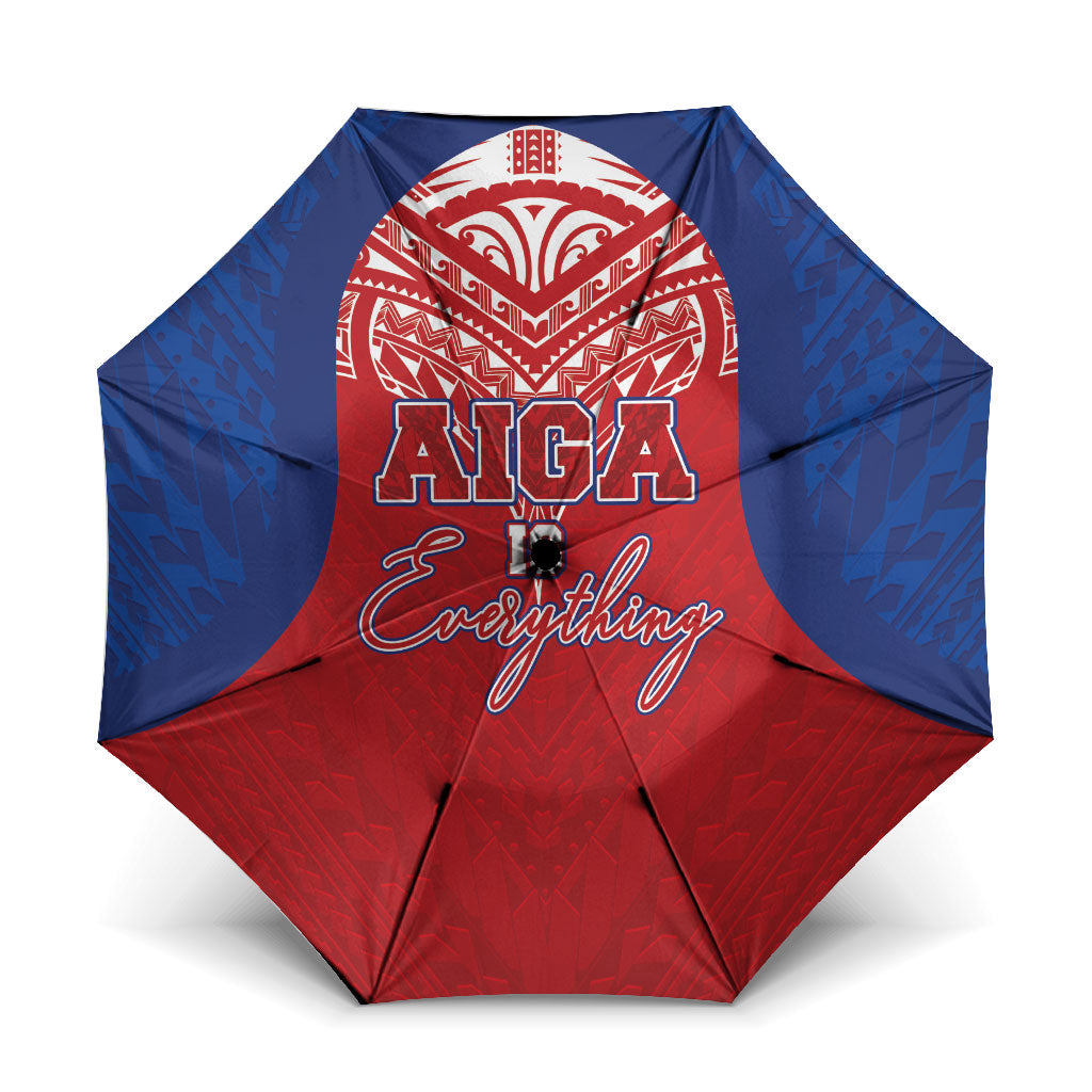 Aiga Samoa Umbrella Aiga Is Everything LT05 One Size Folded 11.42 inch Opened Diameter 37.4 inch Red - Polynesian Pride
