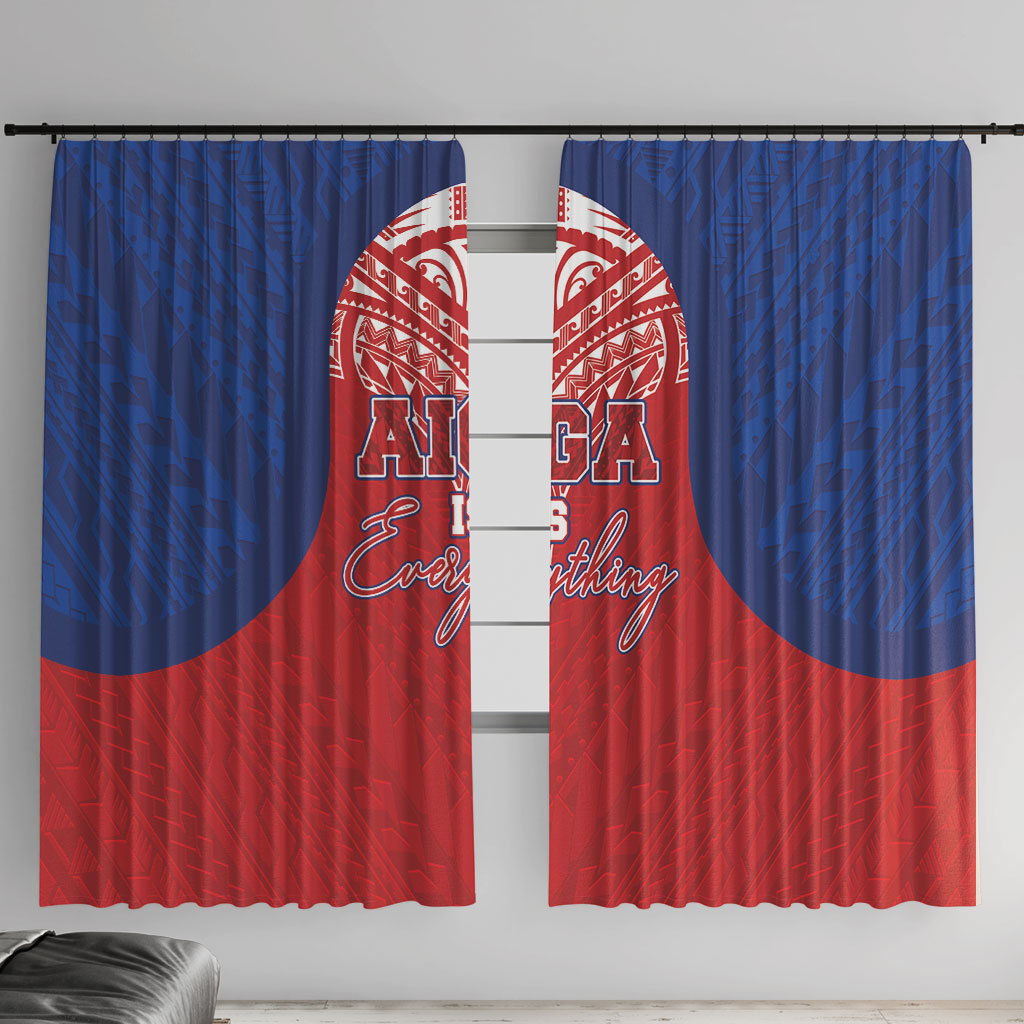 Aiga Samoa Window Curtain Aiga Is Everything LT05 With Hooks Red - Polynesian Pride