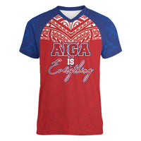 Aiga Samoa Women V-Neck T-Shirt Aiga Is Everything LT05 Female Red - Polynesian Pride