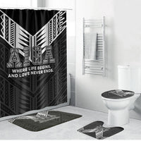 Samoa Aiga Bathroom Set Samoan Tribal Pattern LT05 Bathroom Set (4 pcs) Black - Polynesian Pride
