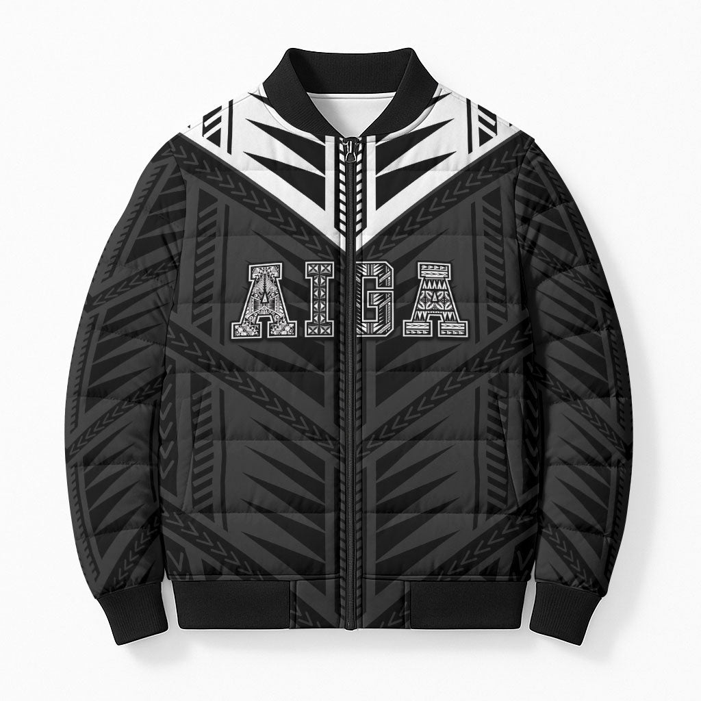 Samoa Aiga Bomber Puffer Jacket Samoan Tribal Pattern LT05 Unisex Black - Polynesian Pride