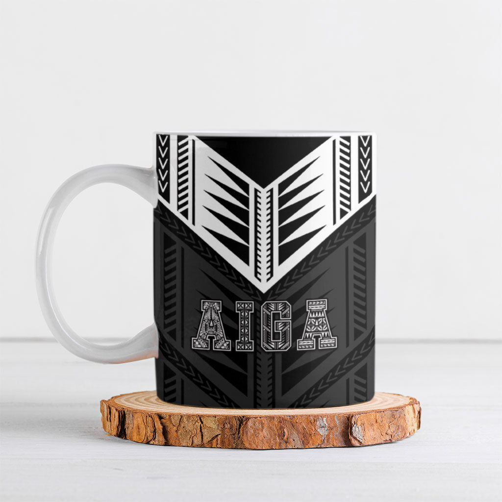 Samoa Aiga Ceramic Mug Samoan Tribal Pattern LT05 Black - Polynesian Pride