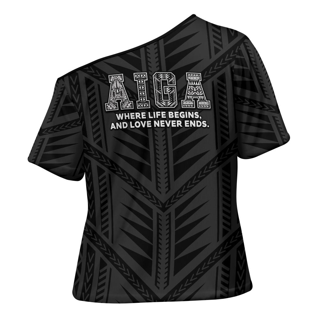 Samoa Aiga Cross Shoulder Shirt Samoan Tribal Pattern LT05 - Polynesian Pride