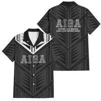 Samoa Aiga Family Matching Puletasi and Hawaiian Shirt Samoan Tribal Pattern LT05 Dad's Shirt - Short Sleeve Black - Polynesian Pride
