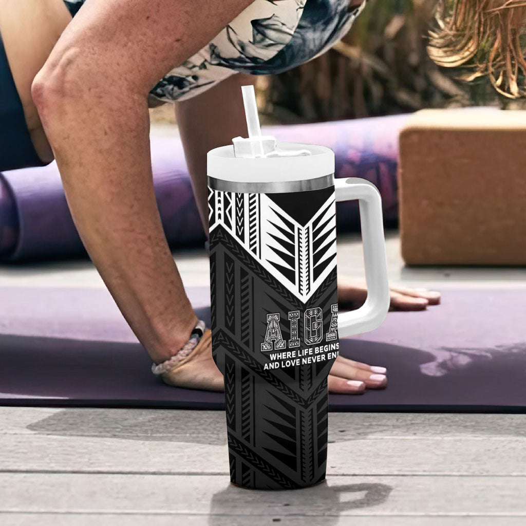 Samoa Aiga Tumbler With Handle Samoan Tribal Pattern LT05 - Polynesian Pride