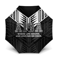 Samoa Aiga Umbrella Samoan Tribal Pattern LT05 One Size Folded 11.42 inch Opened Diameter 37.4 inch Black - Polynesian Pride