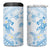 Polynesia Hammerhead Shark 4 in 1 Can Cooler Tumbler Tropical Flowers Tribal Pattern Blue