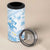 Polynesia Hammerhead Shark 4 in 1 Can Cooler Tumbler Tropical Flowers Tribal Pattern Blue