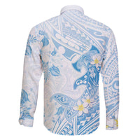 Polynesia Hammerhead Shark Family Matching Puletasi and Hawaiian Shirt Tropical Flowers Tribal Pattern Blue