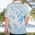 Polynesia Hammerhead Shark Hawaiian Shirt Tropical Flowers Tribal Pattern Blue