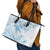 Polynesia Hammerhead Shark Leather Tote Bag Tropical Flowers Tribal Pattern Blue