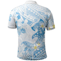 Polynesia Hammerhead Shark Polo Shirt Tropical Flowers Tribal Pattern Blue