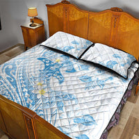 Polynesia Hammerhead Shark Quilt Bed Set Tropical Flowers Tribal Pattern Blue LT05 - Polynesian Pride