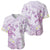 Polynesia Hammerhead Shark Baseball Jersey Tropical Flowers Tribal Pattern Lavender