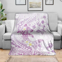 Polynesia Hammerhead Shark Blanket Tropical Flowers Tribal Pattern Lavender