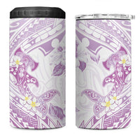 Polynesia Hammerhead Shark 4 in 1 Can Cooler Tumbler Tropical Flowers Tribal Pattern Lavender