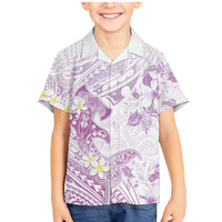 Polynesia Hammerhead Shark Family Matching Mermaid Dress and Hawaiian Shirt Tropical Flowers Tribal Pattern Lavender