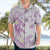 Polynesia Hammerhead Shark Hawaiian Shirt Tropical Flowers Tribal Pattern Lavender