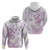 Polynesia Hammerhead Shark Hoodie Tropical Flowers Tribal Pattern Lavender