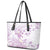 Polynesia Hammerhead Shark Leather Tote Bag Tropical Flowers Tribal Pattern Lavender