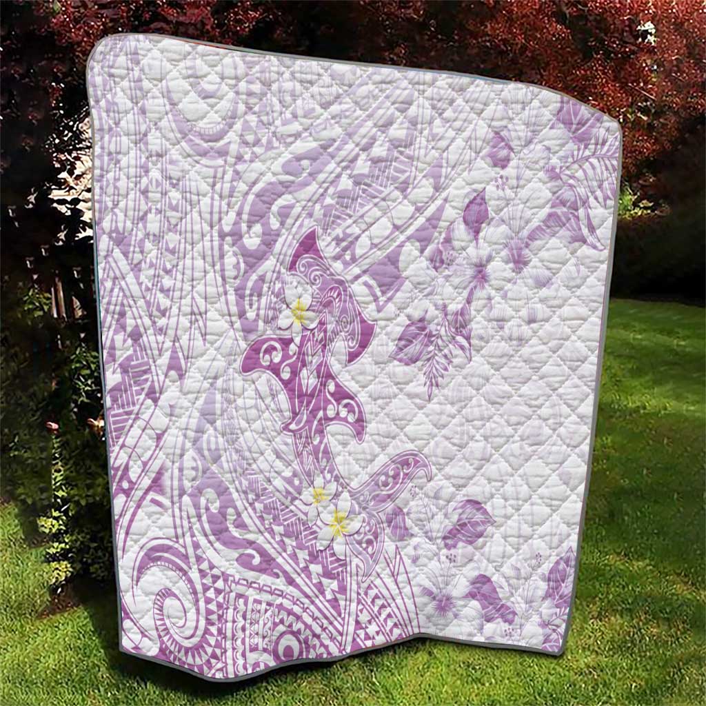 Polynesia Hammerhead Shark Quilt Tropical Flowers Tribal Pattern Lavender LT05 - Polynesian Pride