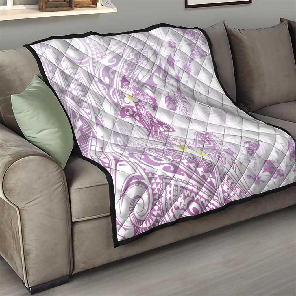 Polynesia Hammerhead Shark Quilt Tropical Flowers Tribal Pattern Lavender LT05 - Polynesian Pride
