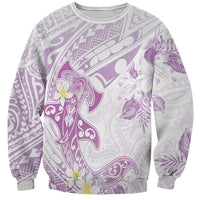 Polynesia Hammerhead Shark Sweatshirt Tropical Flowers Tribal Pattern Lavender LT05 Unisex Purple - Polynesian Pride