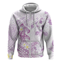 Polynesia Hammerhead Shark Zip Hoodie Tropical Flowers Tribal Pattern Lavender LT05 Zip Hoodie Purple - Polynesian Pride