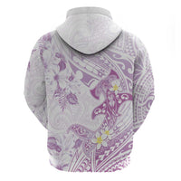 Polynesia Hammerhead Shark Zip Hoodie Tropical Flowers Tribal Pattern Lavender LT05 - Polynesian Pride