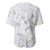 Polynesia Hammerhead Shark Baseball Jersey Tropical Flowers Tribal Pattern White