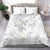 Polynesia Hammerhead Shark Bedding Set Tropical Flowers Tribal Pattern White