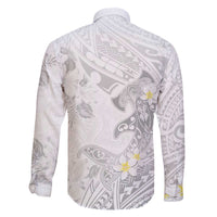 Polynesia Hammerhead Shark Family Matching Puletasi and Hawaiian Shirt Tropical Flowers Tribal Pattern White LT05 - Polynesian Pride