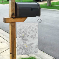 Polynesia Hammerhead Shark Garden Flag Tropical Flowers Tribal Pattern White